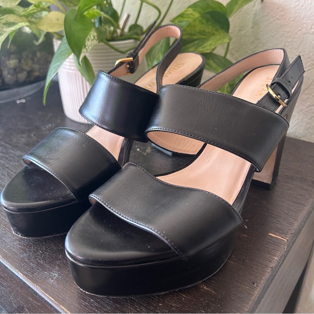 Ono Black Leather Platform Heel Sandal